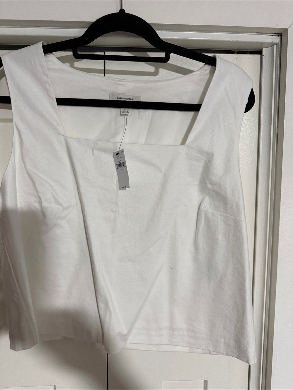 Banana Republic White Square-Neck Cotton Tank